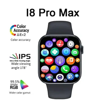 i8 Pro Max Touch Screen Bluetooth Smartwatch with Activity Tracker - The Ultimate Fitness Companion for Your Active Lifestyle (Black)