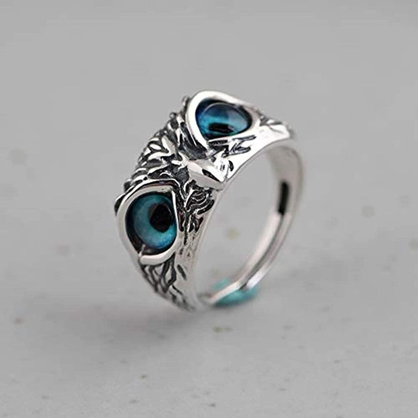 Owl Eye Ring for Men (Adjustable) Stainless Steel Silver Plated Ring