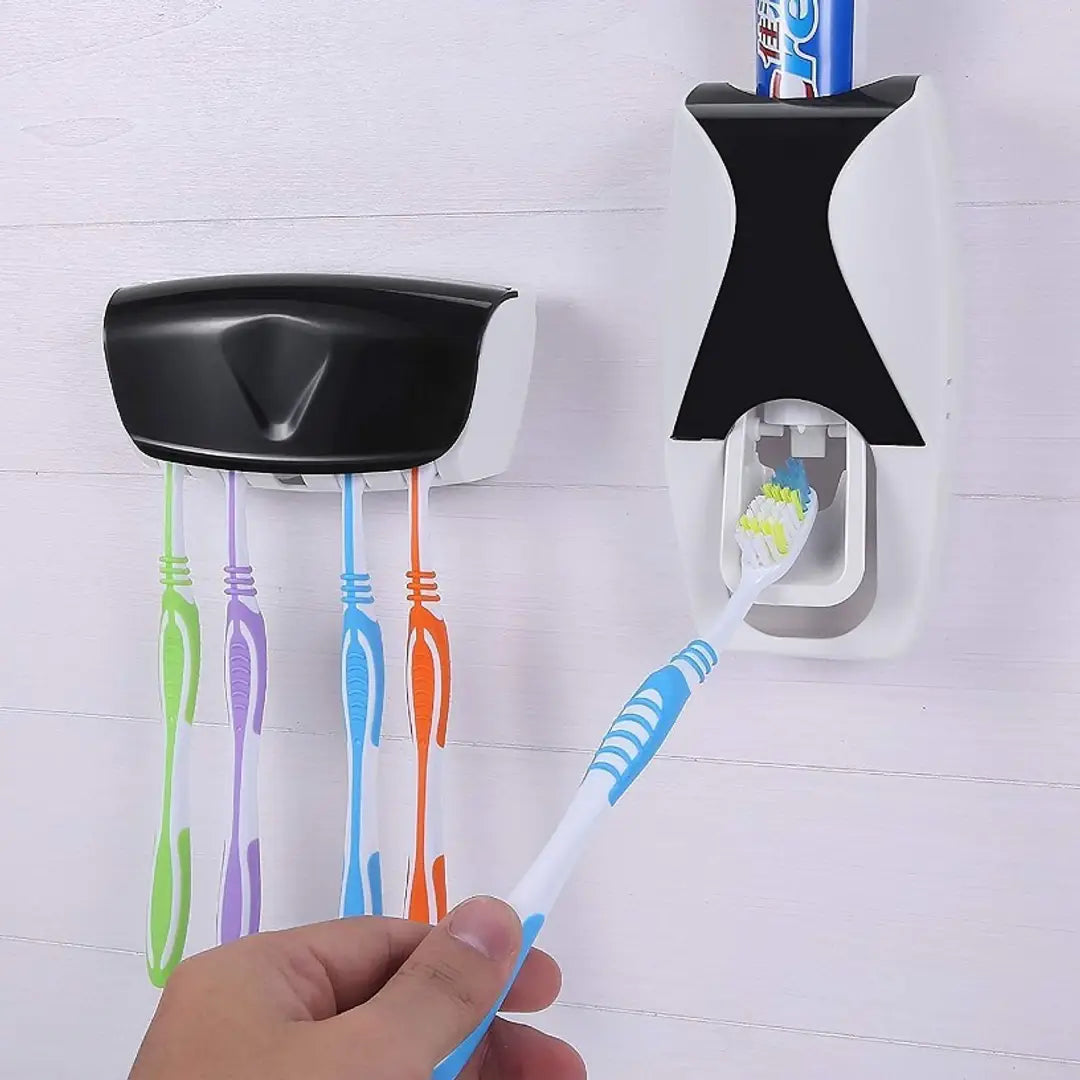 Shopper52 Automatic Toothpaste Dispenser with Tooth Brush Holder for Home and Bathroom Acessories