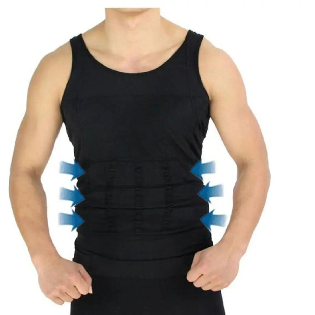 Men's Cotton Spandex Tummy Tucker Vest - Black