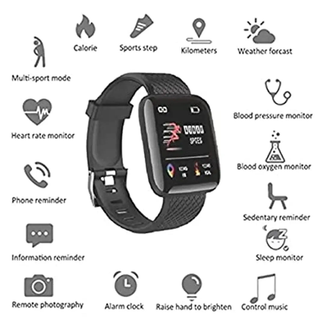 ID116 sedentary reminder smartwatch Smartwatch  (Black Strap, Free size)