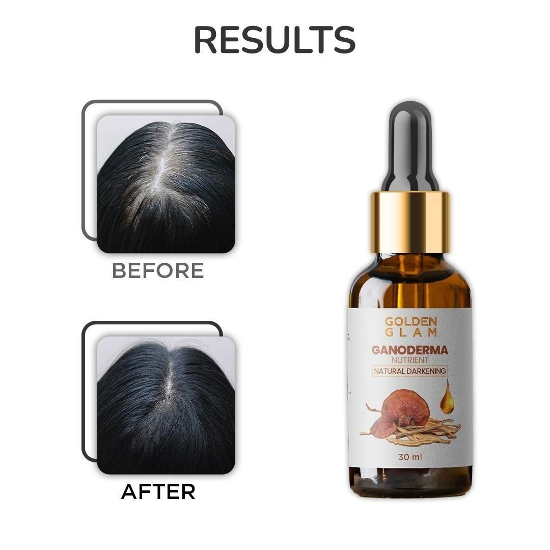 Anti-Greying Hair Serum, Golden Glam Pro Hair Darkening Serum, Organic Ganoderma Nutrient Hair Grey Reverse Essence, Darken Your Hair Naturally Without Harming Them